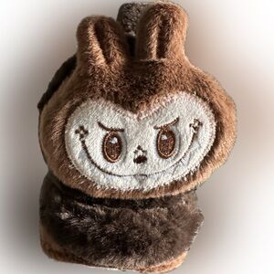 Brown Labubu Style Monster Rabbit Fluffy Earmuffs